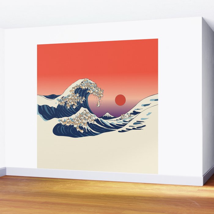 The Great Wave of Corgis Wall Mural Gallery Image 2