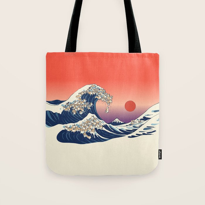 The Great Wave of Corgis Tote Bag Gallery Image 1