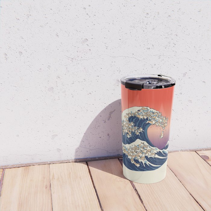 The Great Wave of Corgis Travel Mug Gallery Image 4
