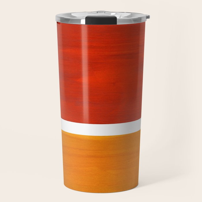 Burnt Orange Yellow Ochre Mid Century Modern Abstract Minimalist Rothko Color Field Squares Travel Mug Gallery Image 1