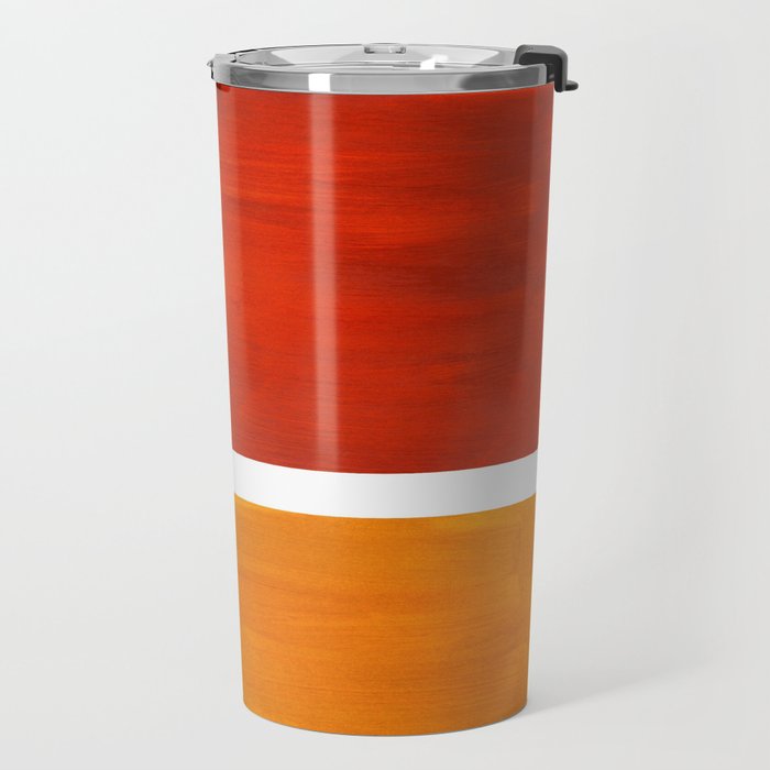 Burnt Orange Yellow Ochre Mid Century Modern Abstract Minimalist Rothko Color Field Squares Travel Mug Gallery Image 2