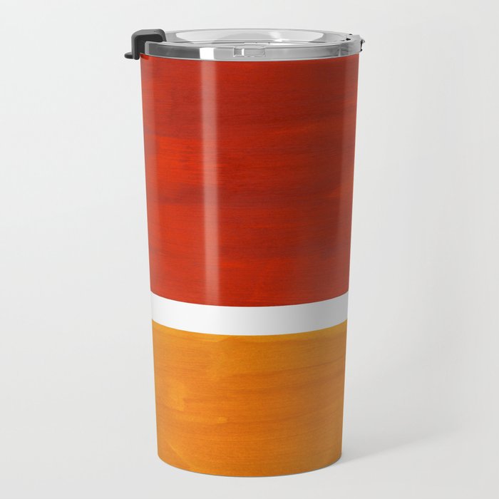 Burnt Orange Yellow Ochre Mid Century Modern Abstract Minimalist Rothko Color Field Squares Travel Mug Gallery Image 3