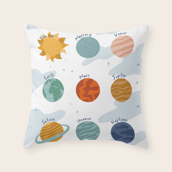 Planets of The Solar System Throw Pillow Gallery Image 6