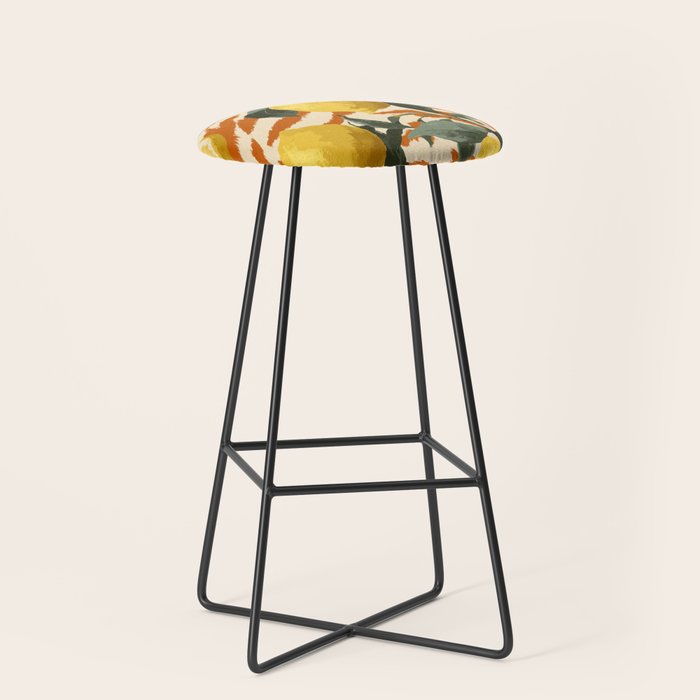Bold Lemon Citrus Pattern Stool Gallery Image 1
