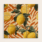 Bold Lemon Citrus Pattern Wood Wall Art Gallery Image 1