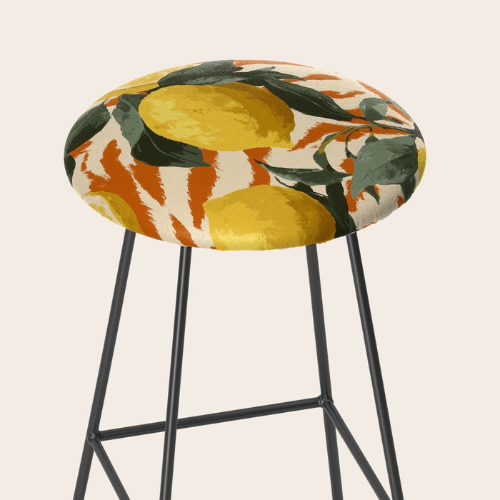 Bold Lemon Citrus Pattern Stool Gallery Image 2