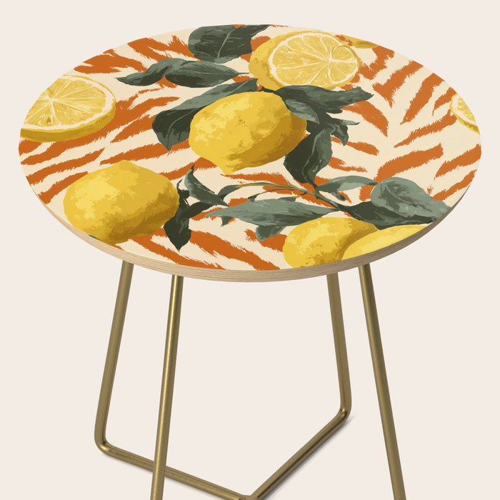 Bold Lemon Citrus Pattern Side Table Gallery Image 2