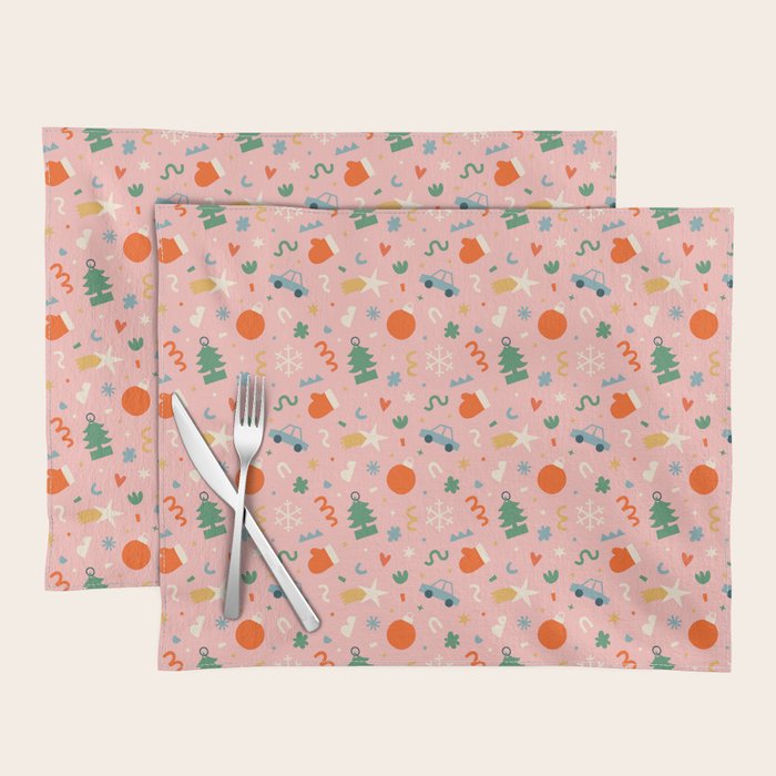 Retro christmas decoration art pattern Placemat Gallery Image 1