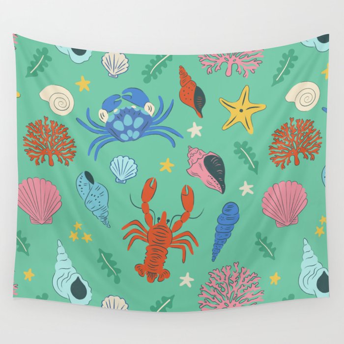 Crustaceans Seashells Wall Tapestry Gallery Image 1