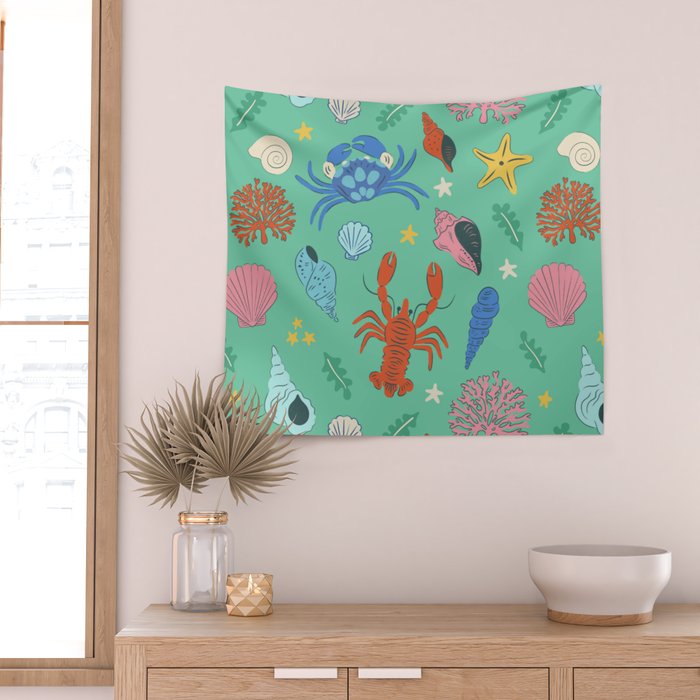 Crustaceans Seashells Wall Tapestry Gallery Image 2