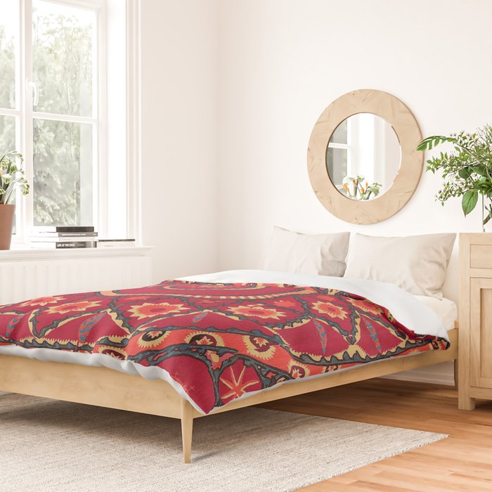 Pskent Suzani Uzbekistan Embroidery Print Duvet Cover Gallery Image 2