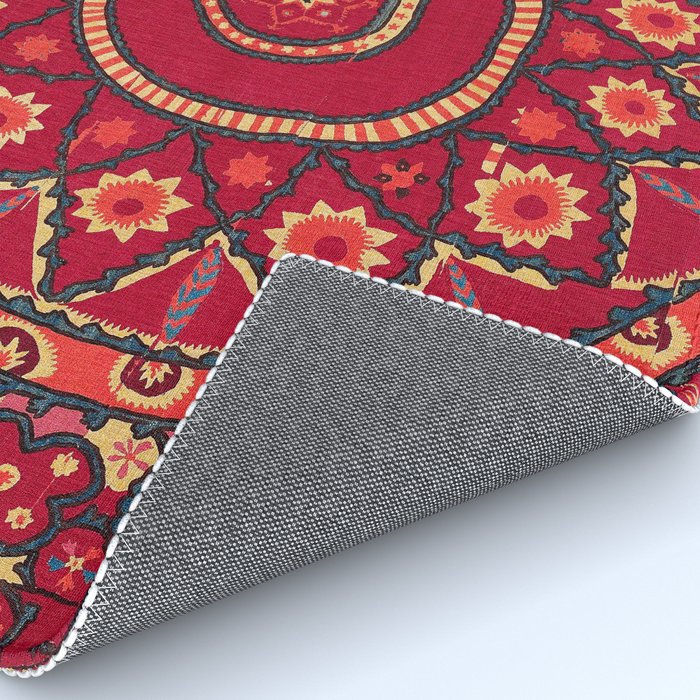 Pskent Suzani Uzbekistan Embroidery Print Rug Gallery Image 4