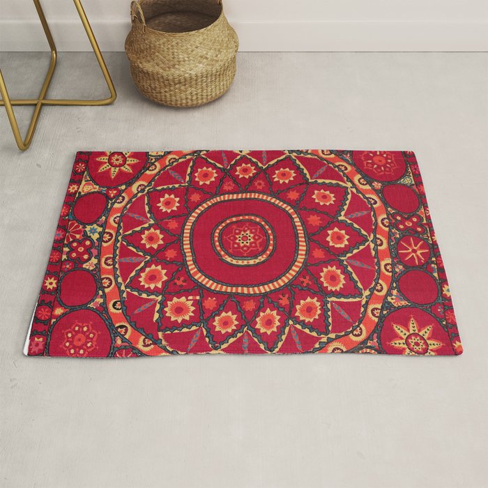 Pskent Suzani Uzbekistan Embroidery Print Rug Gallery Image 1
