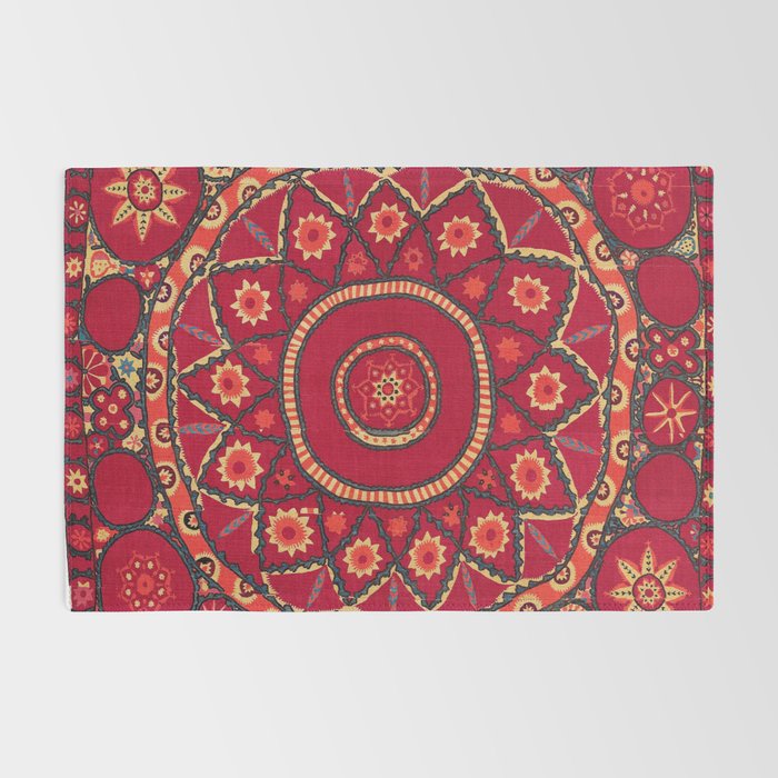 Pskent Suzani Uzbekistan Embroidery Print Rug Gallery Image 2