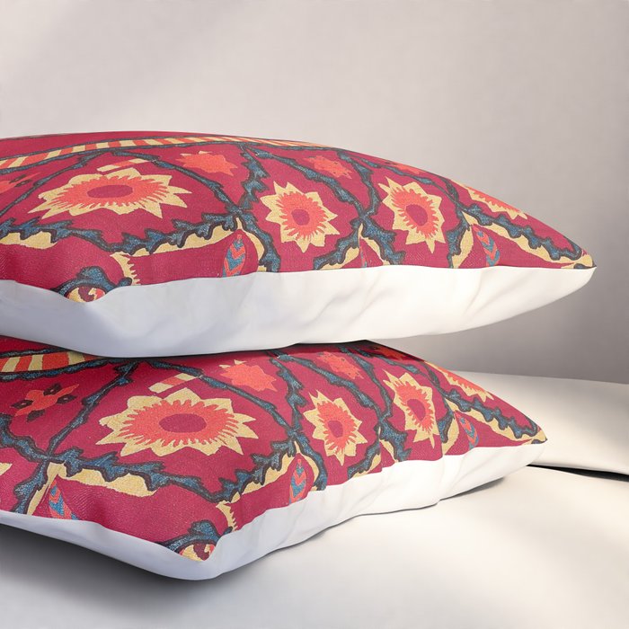 Pskent Suzani Uzbekistan Embroidery Print Pillow Sham Gallery Image 3