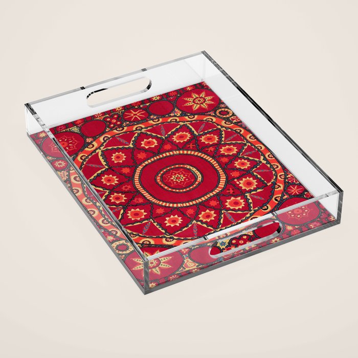 Pskent Suzani Uzbekistan Embroidery Print Acrylic Tray Gallery Image 1