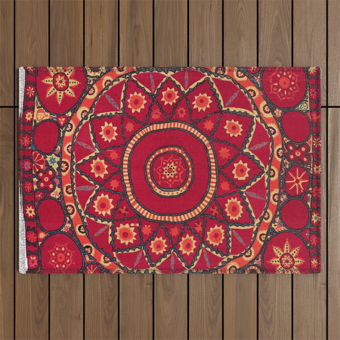 Pskent Suzani Uzbekistan Embroidery Print Outdoor Rug Gallery Image 1