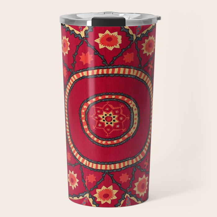 Pskent Suzani Uzbekistan Embroidery Print Travel Mug Gallery Image 1