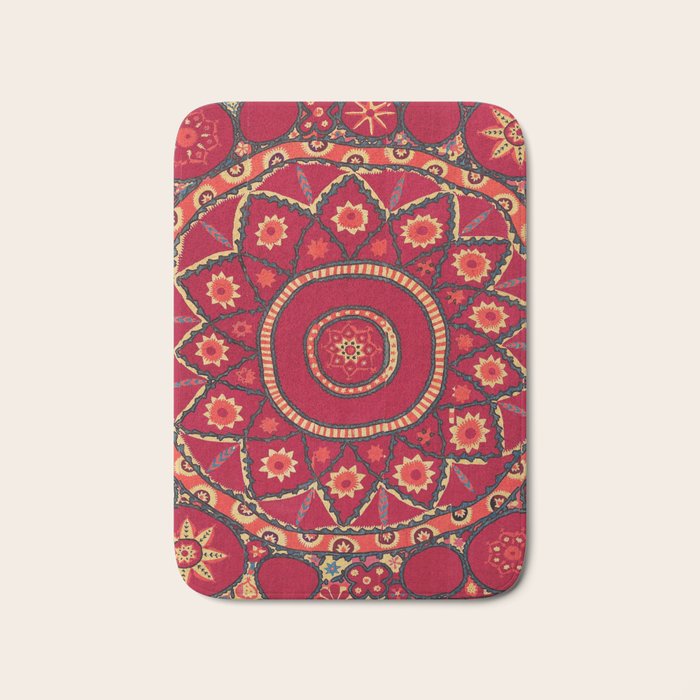 Pskent Suzani Uzbekistan Embroidery Print Bath Mat Gallery Image 1