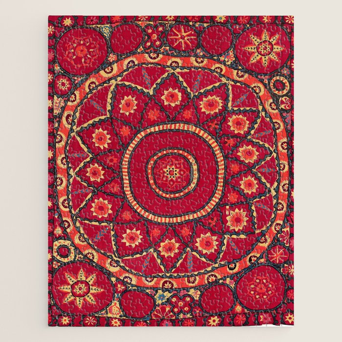 Pskent Suzani Uzbekistan Embroidery Print Jigsaw Puzzle Gallery Image 1