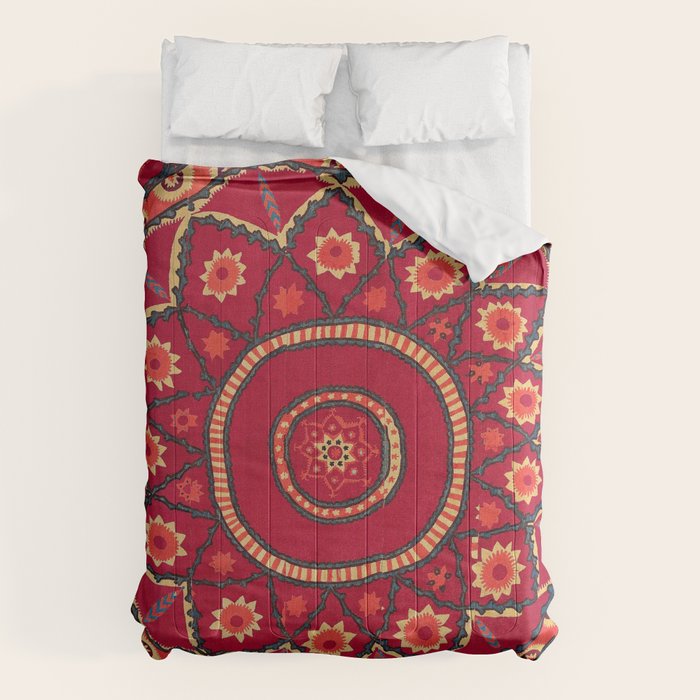 Pskent Suzani Uzbekistan Embroidery Print Comforter Gallery Image 1
