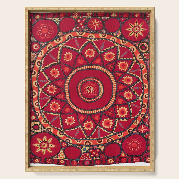 Pskent Suzani Uzbekistan Embroidery Print Serving Tray Gallery Image 1