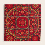 Pskent Suzani Uzbekistan Embroidery Print Wood Wall Art Gallery Image 1