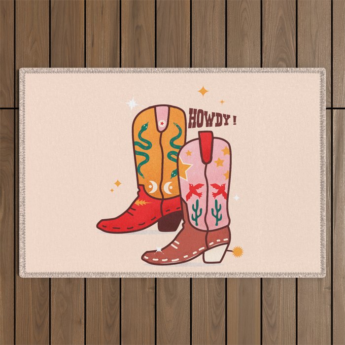 Howdy! Cowboy Boots Outdoor Rug Gallery Image 1