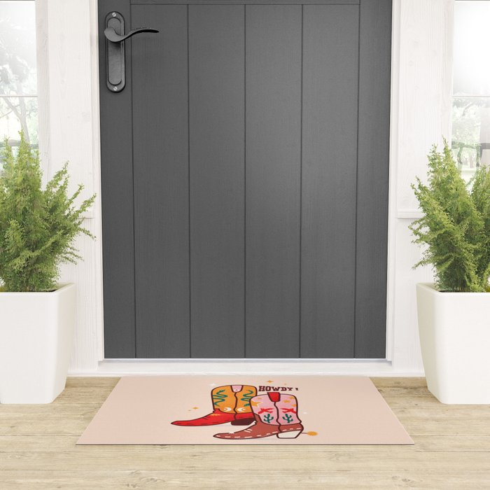 Howdy! Cowboy Boots Welcome Mat Gallery Image 3