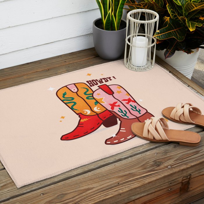Howdy! Cowboy Boots Outdoor Rug Gallery Image 2