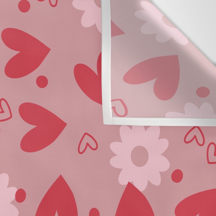 Hearts and Flowers on Tea Rose Pink Wall Tapestry Gallery Image 3