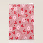 Hearts and Flowers on Tea Rose Pink Stationery Card Gallery Image 2