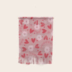 Hearts and Flowers on Tea Rose Pink Wall Hanging Gallery Image 1