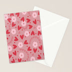 Hearts and Flowers on Tea Rose Pink Stationery Card Gallery Image 2