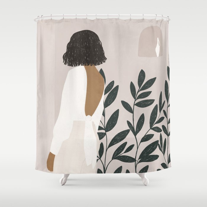 wearing white Shower Curtain Gallery Image 1