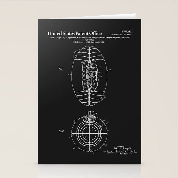 Football Patent - Black Stationery Card Gallery Image 1