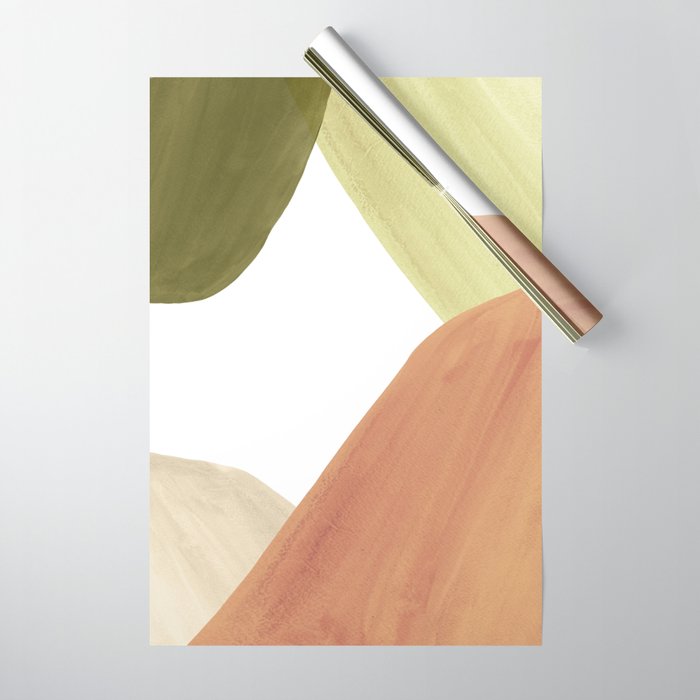 Abstract terracotta and green shapes Wrapping Paper Gallery Image 1