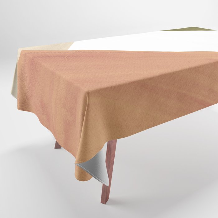 Abstract terracotta and green shapes Tablecloth Gallery Image 1