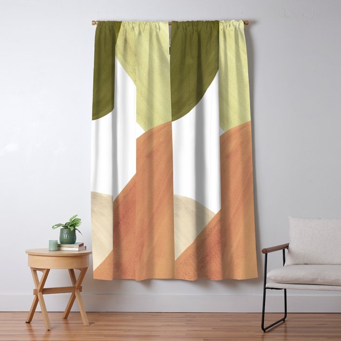 Abstract terracotta and green shapes Window Curtain Gallery Image 1