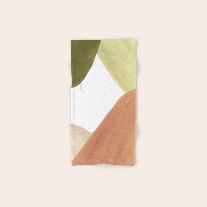Abstract terracotta and green shapes Bath Towel Gallery Image 1
