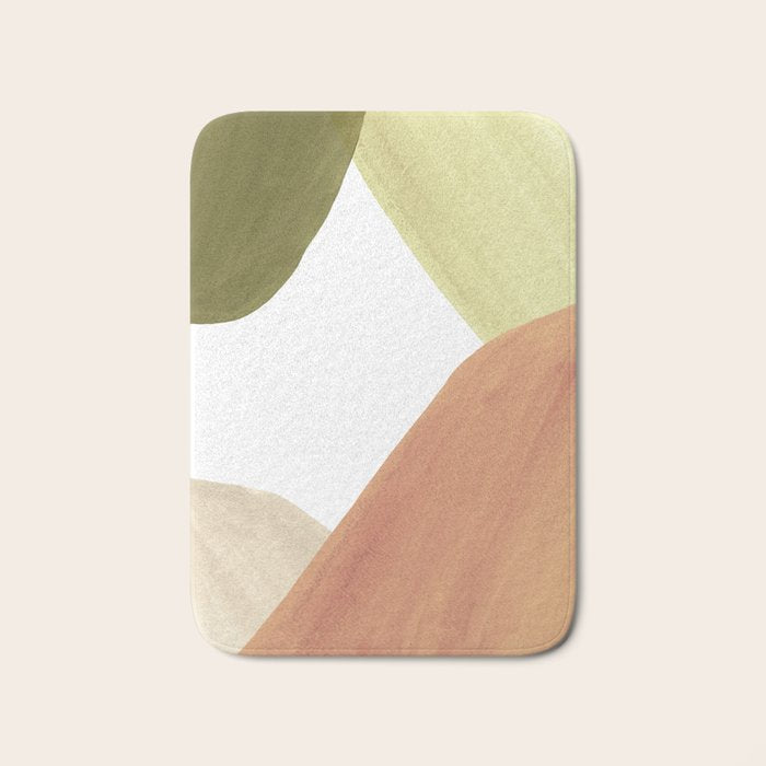 Abstract terracotta and green shapes Bath Mat Gallery Image 1