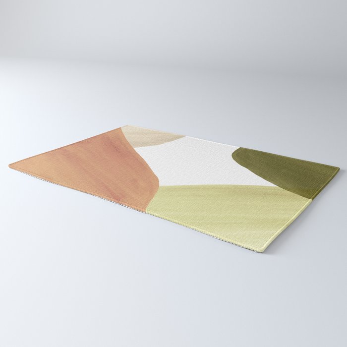 Abstract terracotta and green shapes Rug Gallery Image 3