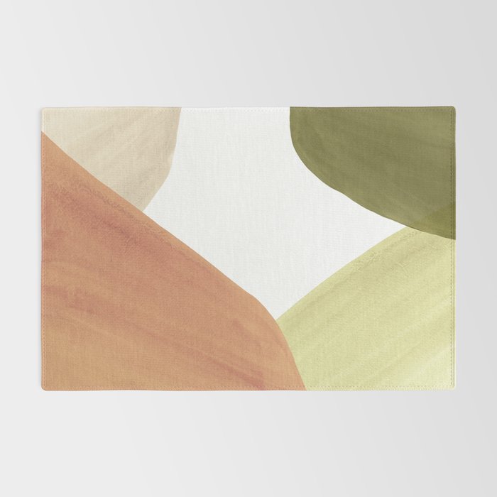 Abstract terracotta and green shapes Rug Gallery Image 2