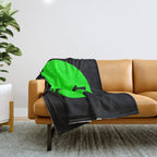 Black and Green Alien Head Shape Throw Blanket Gallery Image 1