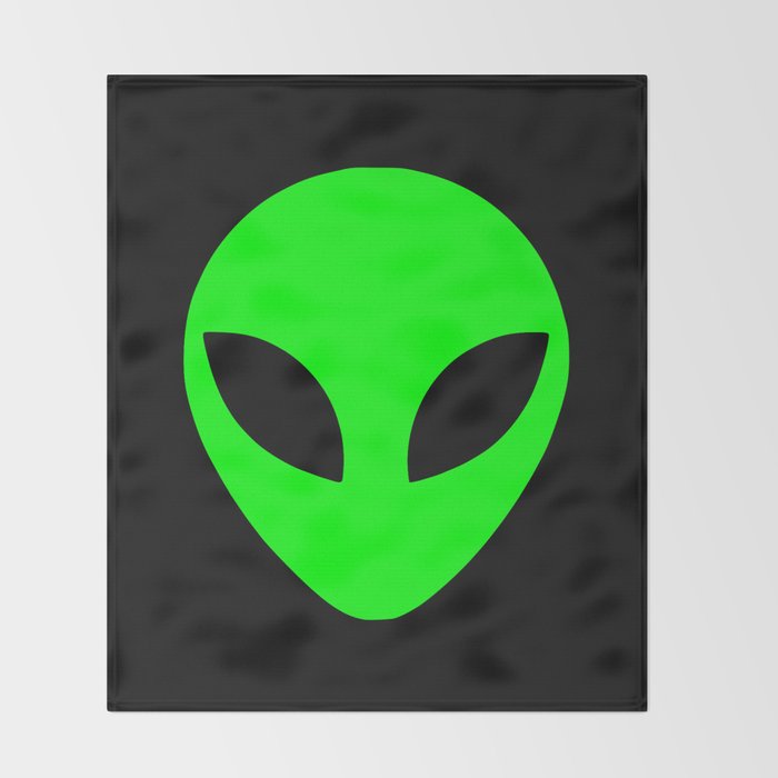 Black and Green Alien Head Shape Throw Blanket Gallery Image 2