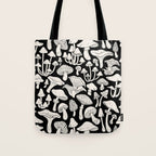 Mushrooms in Black And White Tote Bag Gallery Image 1