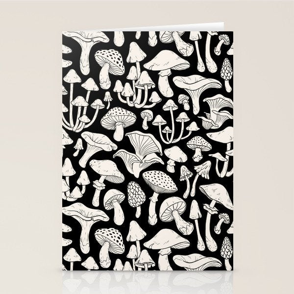 Mushrooms in Black And White Stationery Card Gallery Image 2
