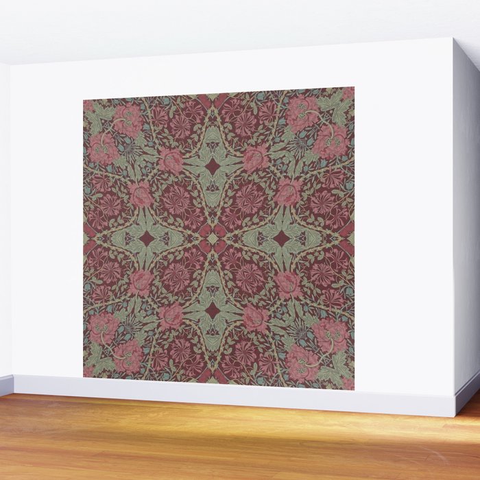 William Morris Plum Wine Floral Wall Mural Gallery Image 2