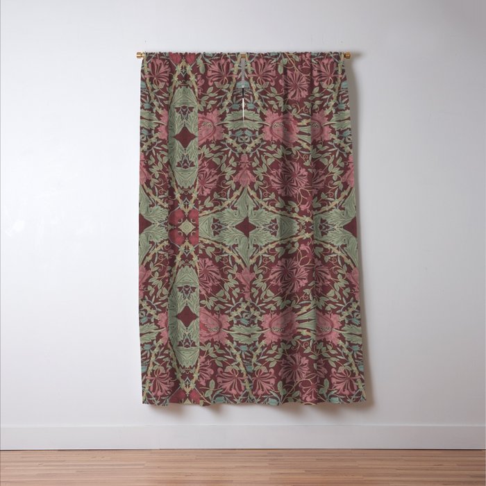 William Morris Plum Wine Floral Window Curtain Gallery Image 3
