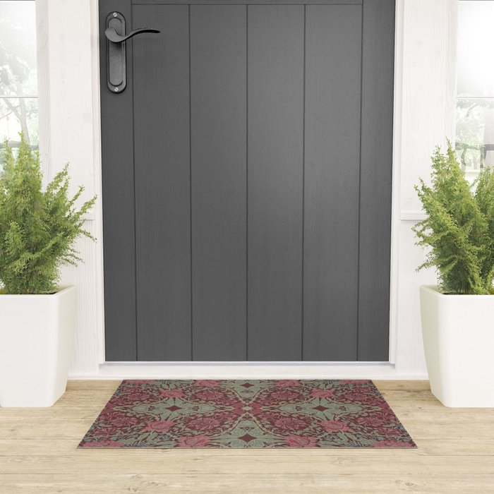 William Morris Plum Wine Floral Welcome Mat Gallery Image 3